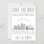Nashville bruiloft | Gestileerde skyline De datum  Magnetische Uitnodiging (Voorkant)