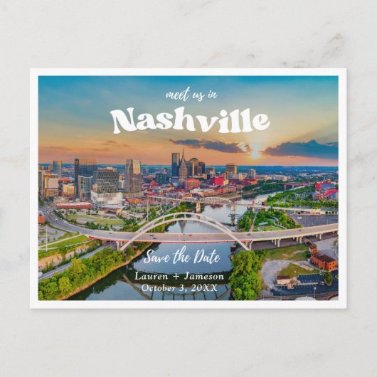Nashville Bruiloft Save the Date Briefkaart (Voorkant)