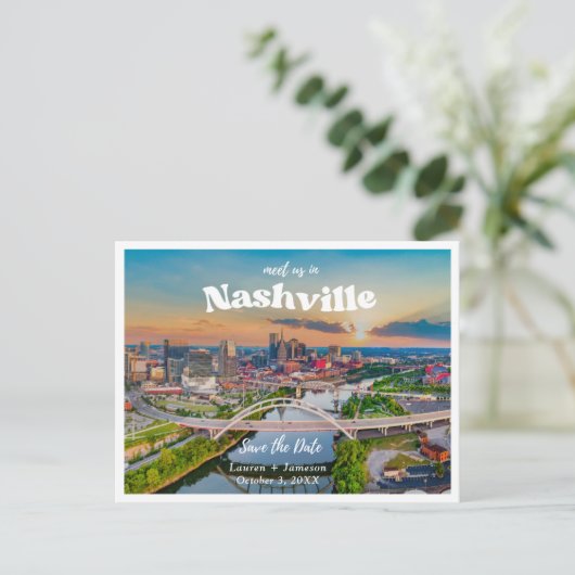 Nashville Bruiloft Save the Date Briefkaart (Staand voorkant)