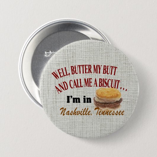 Nashville Butter Biscuit, 3-inch ronde Button (Voorkant /achterkant)