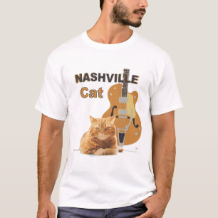 Nashville Cat Oranje gitaar op licht T-shirt