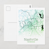 Nashville City Map Briefkaart (Voorkant / Achterkant)