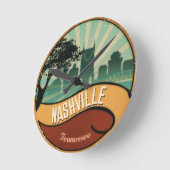 Nashville City Skyline Retro  wandklok (Hoek)