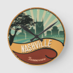 Nashville City Skyline Retro  wandklok