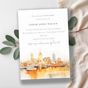 Nashville City Skyline Waterverf Baby shower Kaart