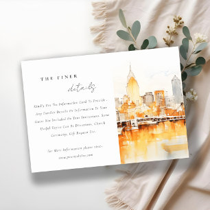Nashville City Skyline Waterverf Wedding Details Informatiekaartje