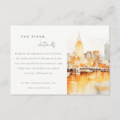 Nashville City Skyline Waterverf Wedding Details Informatiekaartje (Voorkant)