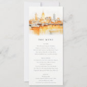 Nashville City Skyline Waterverf Wedding Menu Kaart (Voorkant)