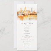 Nashville City Skyline Waterverf Wedding Programma (Voorkant)