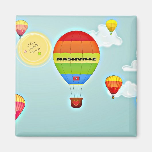 Nashville Colorful Hot Air ballon Magneet (Voorkant)