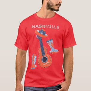 Nashville cowboy boots cowboy pet en gitaar t-shirt