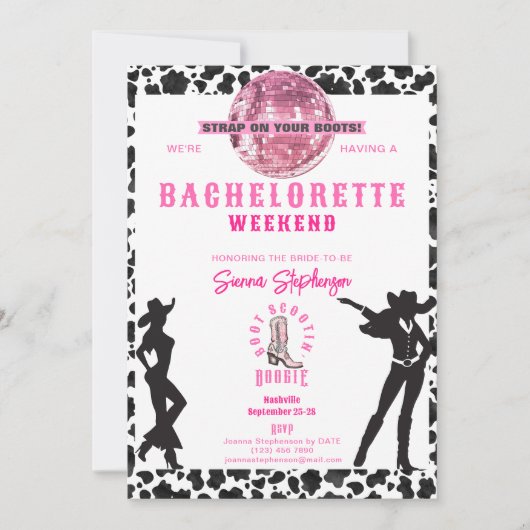 Nashville Cowgirl Disco Rodeo Bachelorette-weekend Kaart (Voorkant)