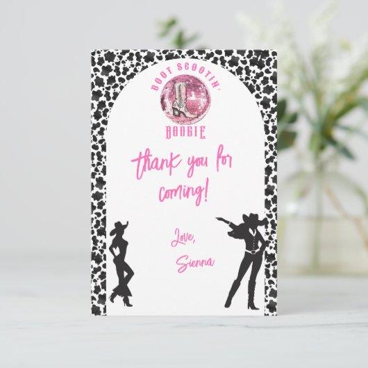 Nashville Cowgirl Disco Rodeo vrijgezellenweekend Bedankkaart (Staand voorkant)