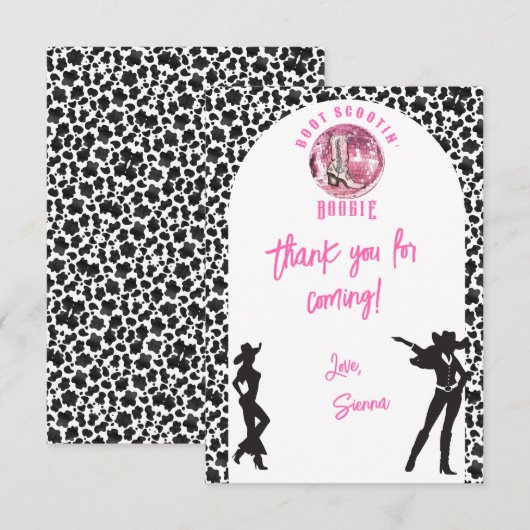 Nashville Cowgirl Disco Rodeo vrijgezellenweekend Bedankkaart (Voorkant / Achterkant)