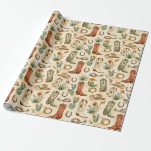 Nashville Cowgirl Laarzen Hoed Waterverf Feest Cad Cadeaupapier