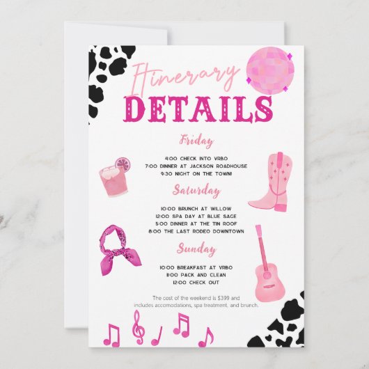 Nashville Cowgirl Laatste Rodeo Bachelorette Kaart (Achterkant)