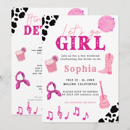 Nashville Cowgirl Laatste Rodeo Bachelorette Kaart (Voorkant / Achterkant)