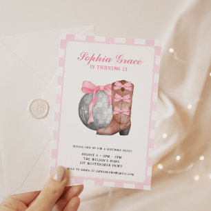 Nashville Disco Cowgirl Roze Rodeo Verjaardagsfees Kaart