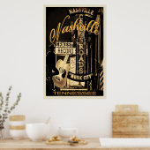 Nashville Downtown op Broadway Poster (Keuken)