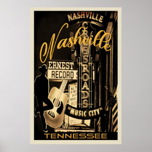 Nashville Downtown op Broadway Poster