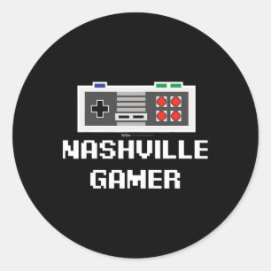Nashville Gamer 8-bit Stad Ronde Sticker