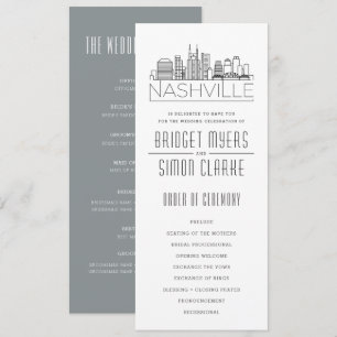 Nashville gestileerde skyline Huwelijksprogramma Kaart