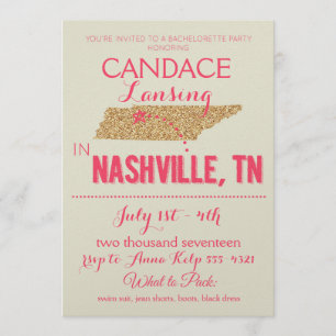 Nashville Gold Bachelorette Party Uitnodiging