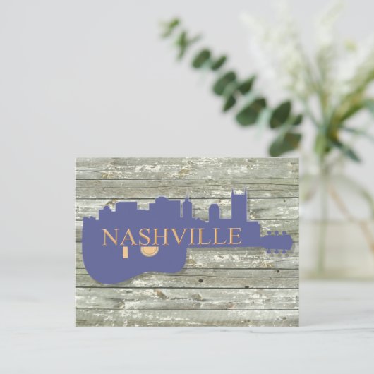 Nashville Guitar Skyline Briefkaart (Staand voorkant)