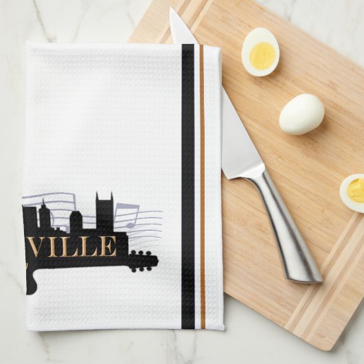 Nashville Guitar Skyline Kitchen Towel 16 x 24 inc Theedoek (Quarter Fold)