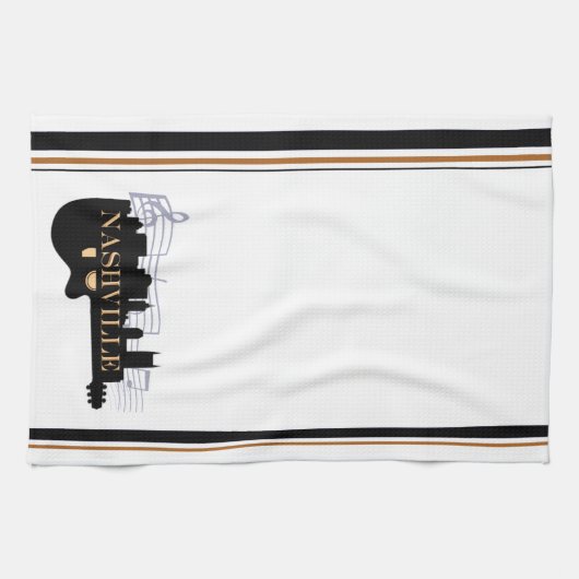 Nashville Guitar Skyline Kitchen Towel 16 x 24 inc Theedoek (Horizontaal)