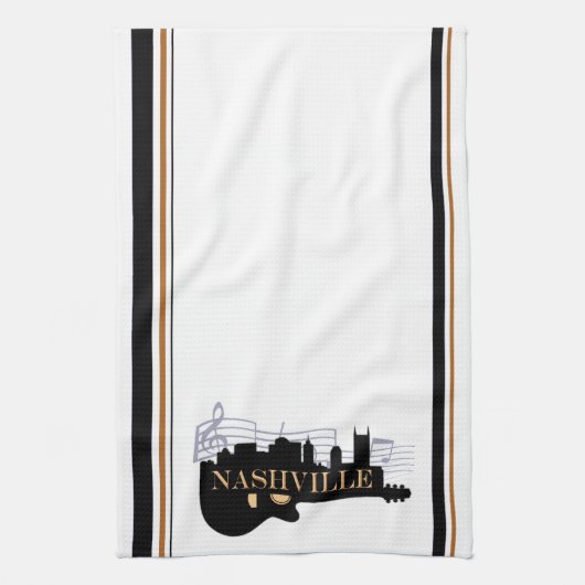 Nashville Guitar Skyline Kitchen Towel 16 x 24 inc Theedoek (Verticaal)