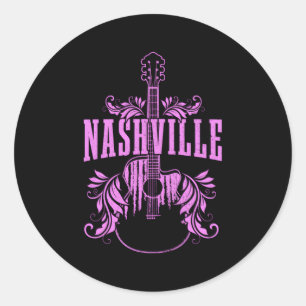 Nashville Guitar Tennessee Country Music City Ronde Sticker
