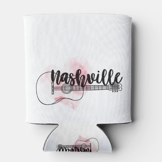Nashville Guitar waterverf hartontwerp Blikjeskoeler (Achterkant)