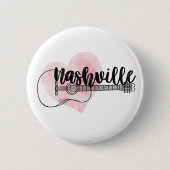 Nashville Guitar waterverf hartontwerp Ronde Button 5,7 Cm (Voorkant)