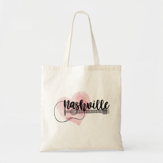 Nashville Guitar waterverf hartontwerp Tote Bag (Voorkant)
