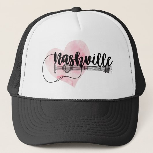Nashville Guitar waterverf hartontwerp Trucker Pet (Voorkant)