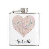 Nashville Heart Map Heupfles (Voorkant)