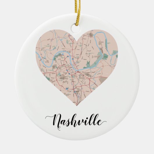Nashville Heart Map Keramisch Ornament (Voorkant)