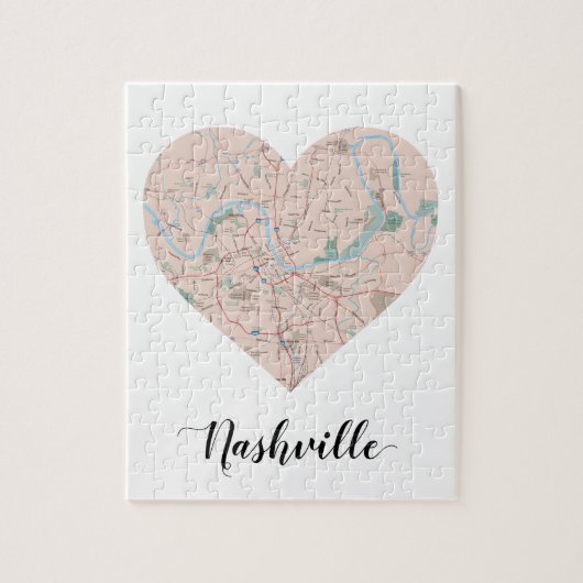 Nashville Heart Map Legpuzzel (Verticaal)