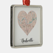 Nashville Heart Map Metalen Ornament (Rechts)