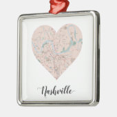 Nashville Heart Map Metalen Ornament (Links)