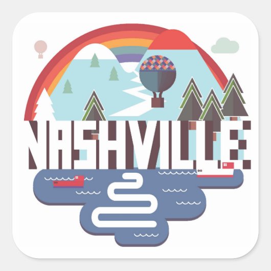 Nashville in design vierkante sticker (Voorkant)