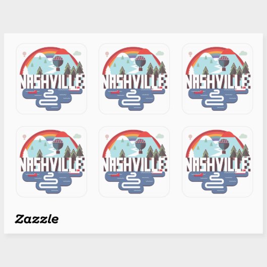 Nashville in design vierkante sticker (Vel)