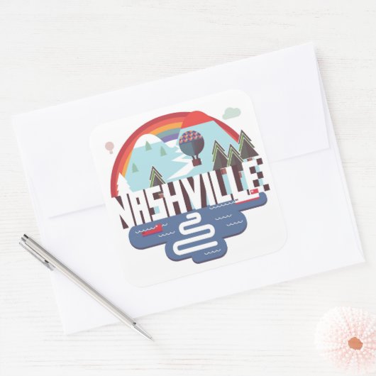 Nashville in design vierkante sticker (Envelop)