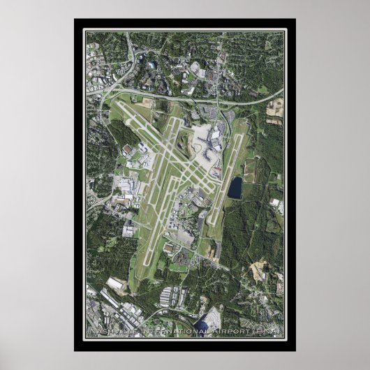 Nashville Intl Airport Tennessee Satellite Map Poster (Voorkant)