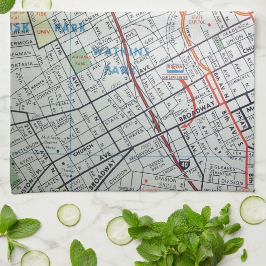 NASHVILLE  kaart Theedoek (Gevouwen)