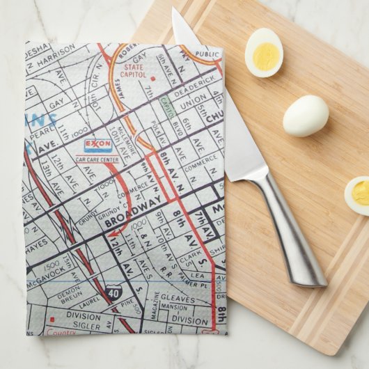 NASHVILLE kaart Theedoek (Quarter Fold)