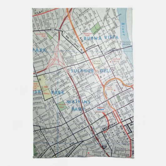 NASHVILLE kaart Theedoek (Verticaal)