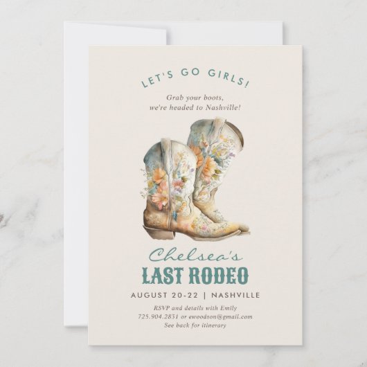 Nashville Laatste Rodeo Boots Bachelorette Party I Kaart (Voorkant)