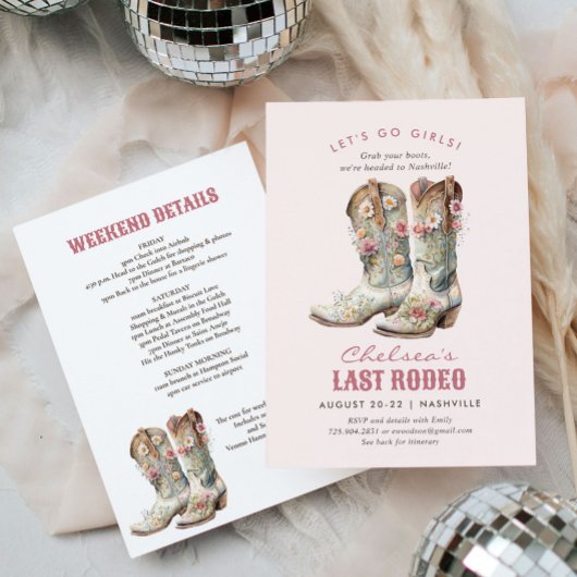 Nashville Laatste Rodeo Boots Bachelorette Party Kaart